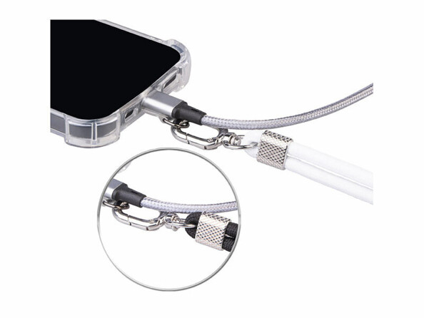 2 cordons tour de cou pour smartphone - coloris blanc & noir