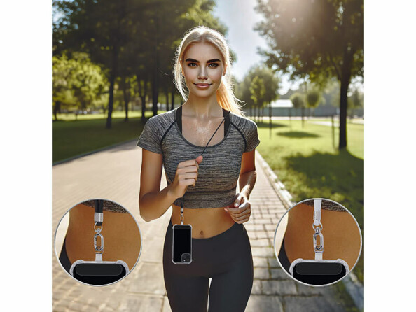 2 cordons tour de cou pour smartphone - coloris blanc & noir