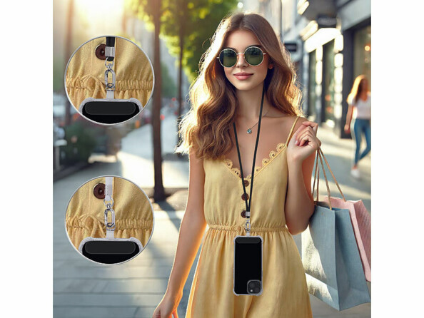 2 cordons tour de cou pour smartphone - coloris blanc & noir