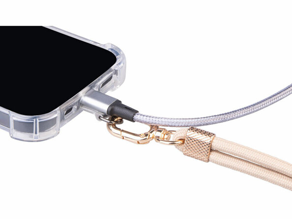 2 cordons tour de cou pour smartphone - coloris doré / métal doré
