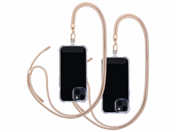 2 cordons tour de cou pour smartphone - coloris doré / métal doré