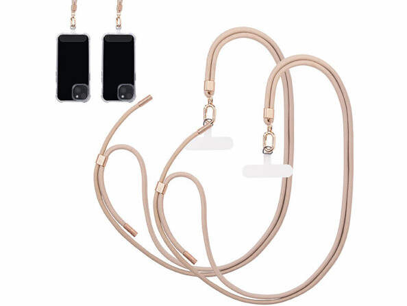 2 cordons tour de cou pour smartphone - coloris doré / métal doré