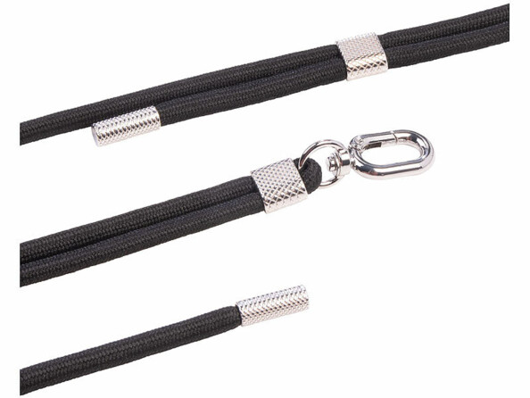 2 cordons tour de cou pour smartphone - coloris noir / métal argenté