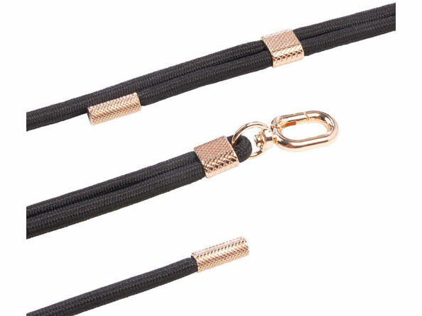 2 cordons tour de cou pour smartphone - coloris noir / métal doré