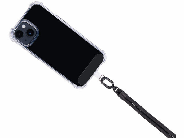 2 cordons tour de cou pour smartphone - coloris noir / métal noir