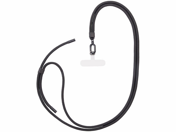 2 cordons tour de cou pour smartphone - coloris noir / métal noir