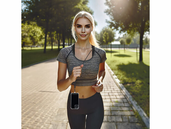 2 cordons tour de cou pour smartphone - coloris noir / métal noir