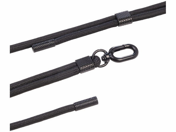 2 cordons tour de cou pour smartphone - coloris noir / métal noir