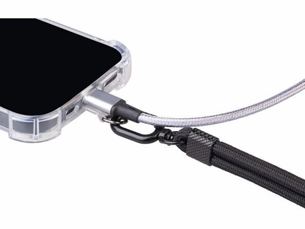 2 cordons tour de cou pour smartphone - coloris noir / métal noir