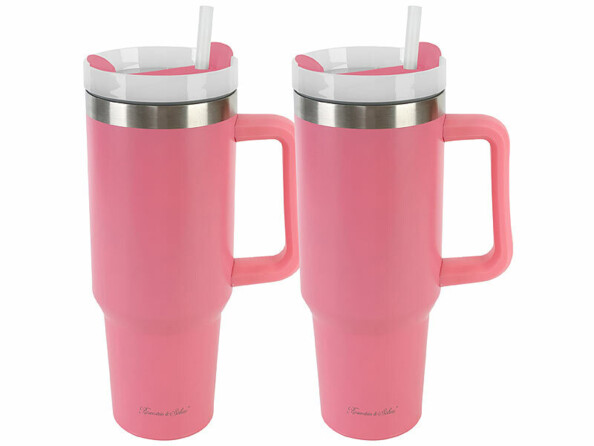 Pack de 2 gobelets isothermes sous vide coloris rose de la marque Rosenstein & Söhne