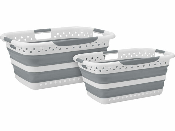 2 paniers à linge pliables 28 et 40 L