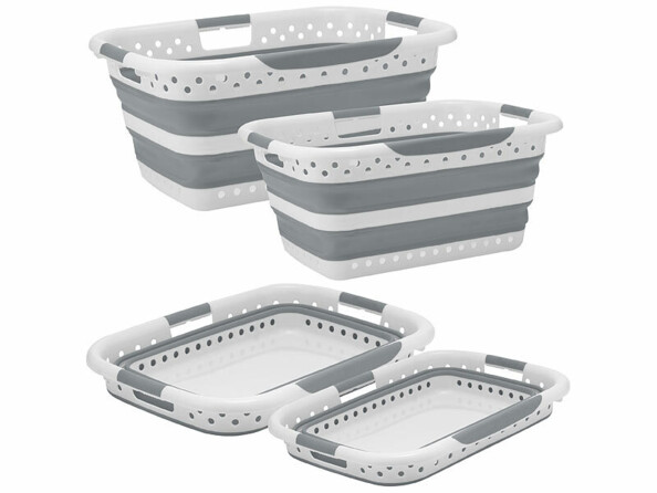2 paniers à linge pliables 28 et 40 L