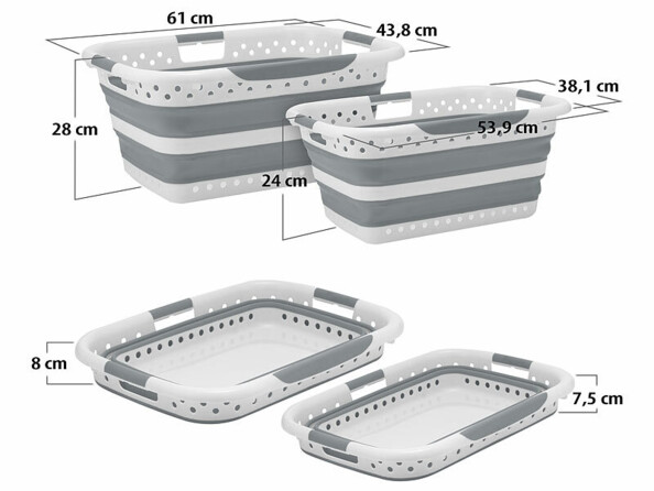 2 paniers à linge pliables 28 et 40 L