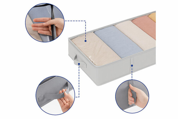 rangement sous lit pour vêtements avec poignées 90 L