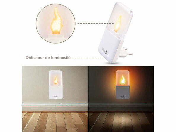 balise avec LED effet flamme et capteur d'obscurité