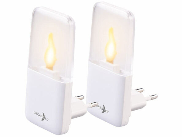 2 veilleuses secteur avec LED effet flamme et capteur d'obscurité