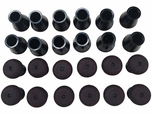 24 embouts pour pieds de chaise Ø 14 à 20 mm avec patins en feutre - coloris noir