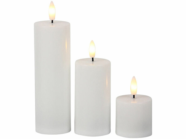 3 bougies LED effet flamme rechargeables télécommandées