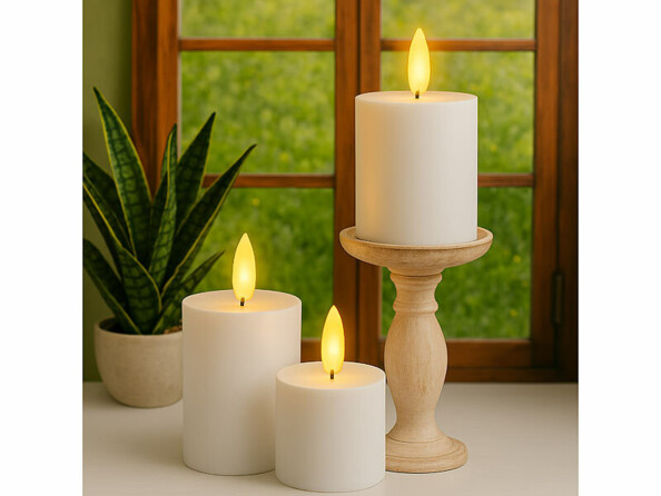 3 bougies LED effet flamme rechargeables télécommandées