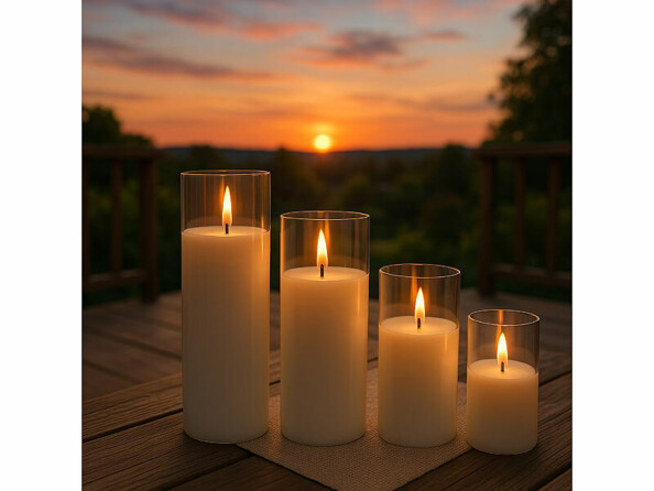 bougie LED télécommandée en cire avec photophore verre