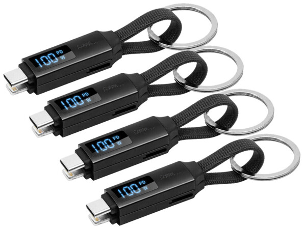 4 câbles USB-C / USB-C Lightning porte clé Power Delivery 100 W