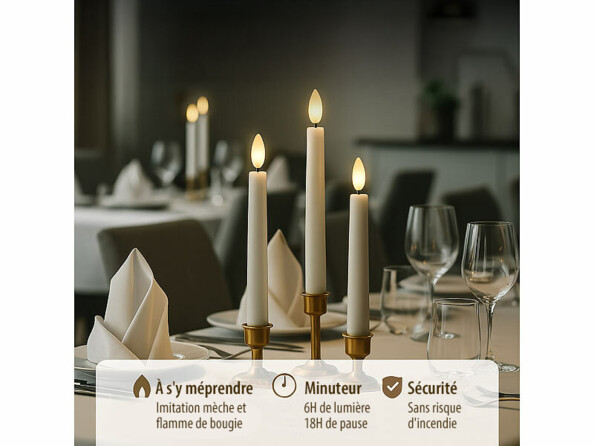 cierge LED effet flamme rechargeable télécommandé
