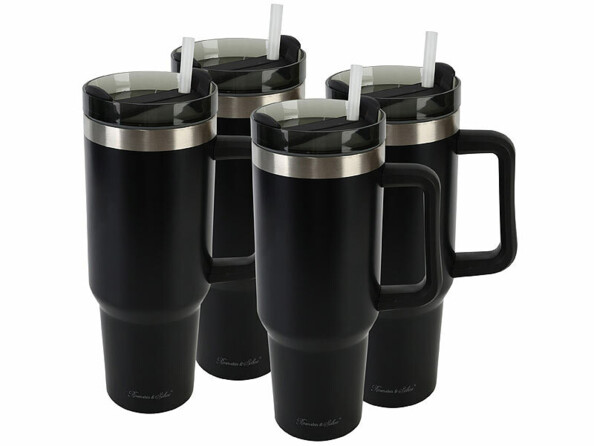 Pack de 4 gobelets isothermes sous vide coloris noir de la marque Rosenstein & Söhne
