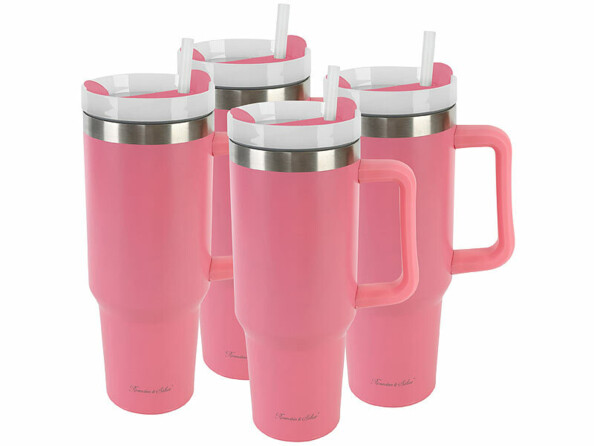 Pack de 4 gobelets isothermes sous vide coloris rose de la marque Rosenstein & Söhne