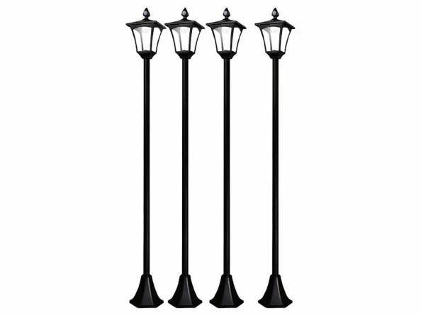 Pack de 4 lampadaires solaires de jardin avec capteurs de mouvement et d'obscurité 200 cm de la marque Royal Gardineer