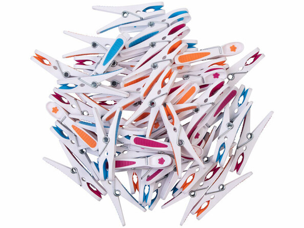 48 pinces à linge en plastique 3 couleurs
