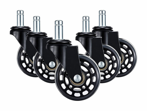 5 roulettes simples Ø 63 mm pour chaise de bureau