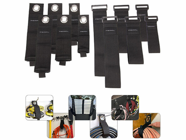 Pack de 6 attache-câbles à scratch avec oeillet de suspension et 6 bandes souples