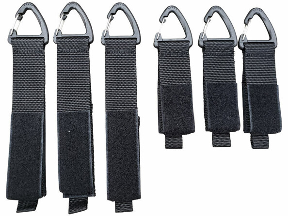 6 attaches câbles à scratch avec mousqueton 2 tailles