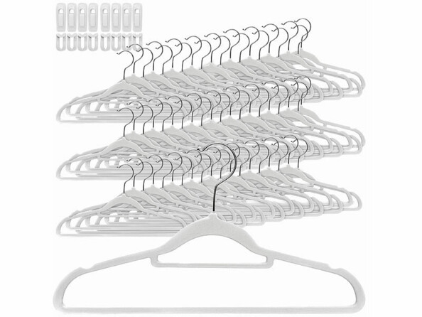 Pack de 60 cintres antiglisse avec clips coloris blanc de la marque PEARL