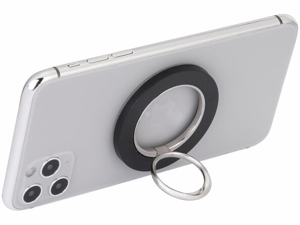 Support magnétique rotatif compatible Magsafe pour smartphone collé à l'arrière d'un smartphone