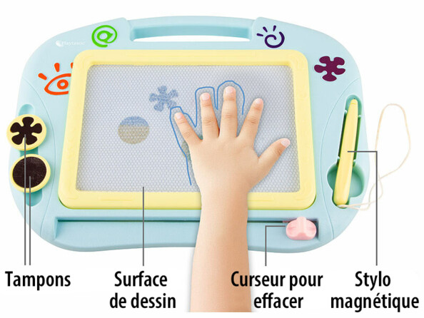 Ardoise magique avec stylo et tampons