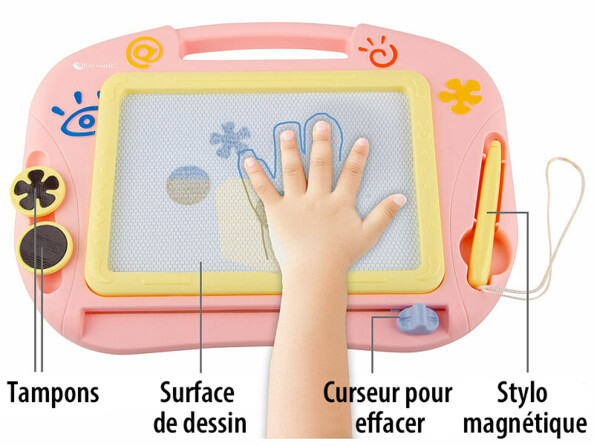 Ardoise magique avec stylo et tampons