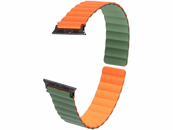 Bracelet pour Apple Watch 42/44/45/49 mm - coloris orange / vert foncé