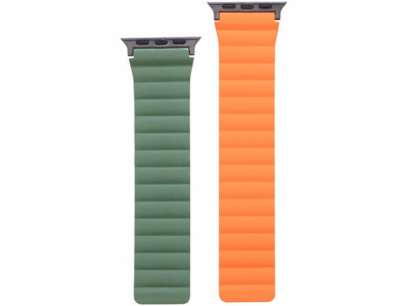 Bracelet pour Apple Watch 42/44/45/49 mm - coloris orange / vert foncé