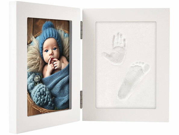 Cadre photo avec kit pour moulage plâtre pieds et mains