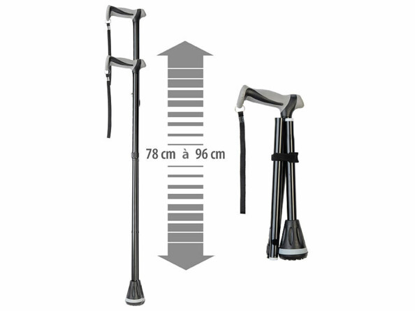Canne de marche réglable en hauteur de 78 à 96 cm