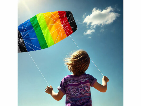 Cerf-volant 2 fils arc-en-ciel