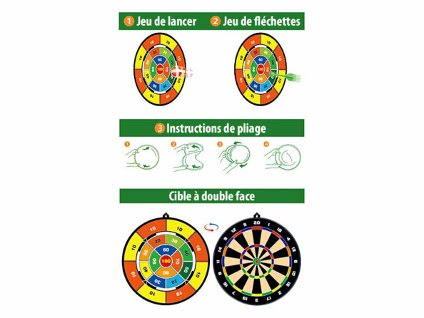 Cible double face à scratch pliable Ø 72 cm