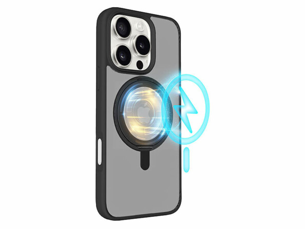 Coque antichoc pour iPhone 16 Pro compatible MagSafe avec support 360°