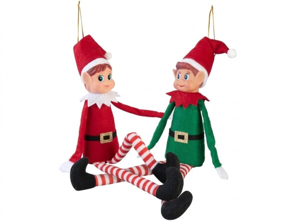 Couple de lutins de Noël 35 cm