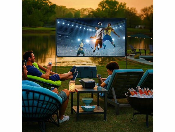 Écran de projection terrasse enroulable 305 cm / 120" avec support