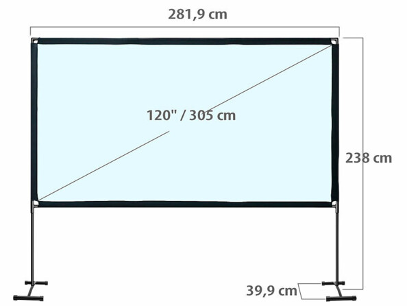 Écran de projection enroulable 305 cm / 120" avec support