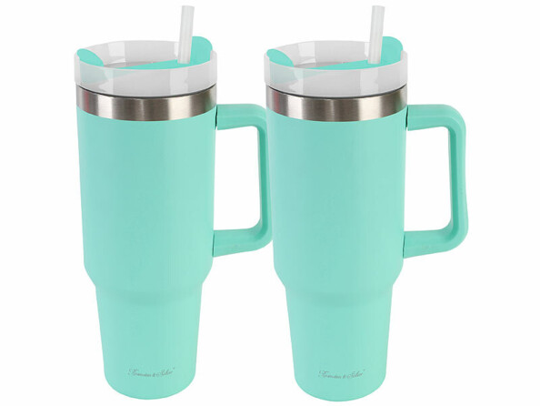Pack de 2 gobelets isothermes sous vide coloris vert de la marque Rosenstein & Söhne