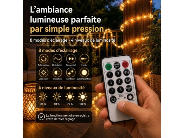 Guirlande lumineuse télécommandée 400 LED avec intensité variable – 20 m