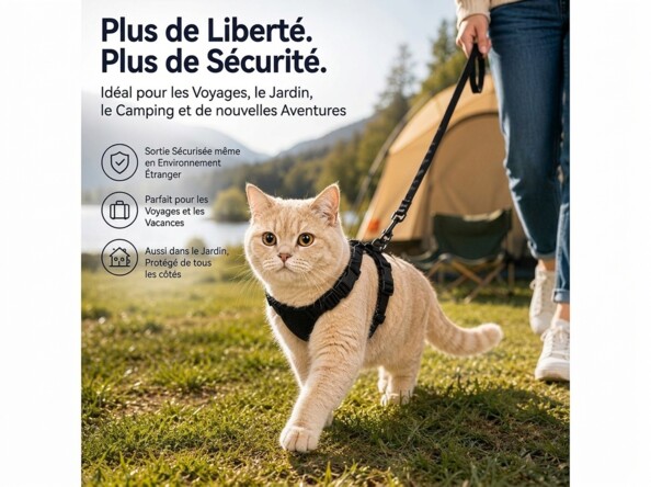Harnais pour chat avec laisse - XS